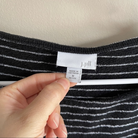 J Jill Black White Striped Pullover Sweater - Picture 2 of 5
